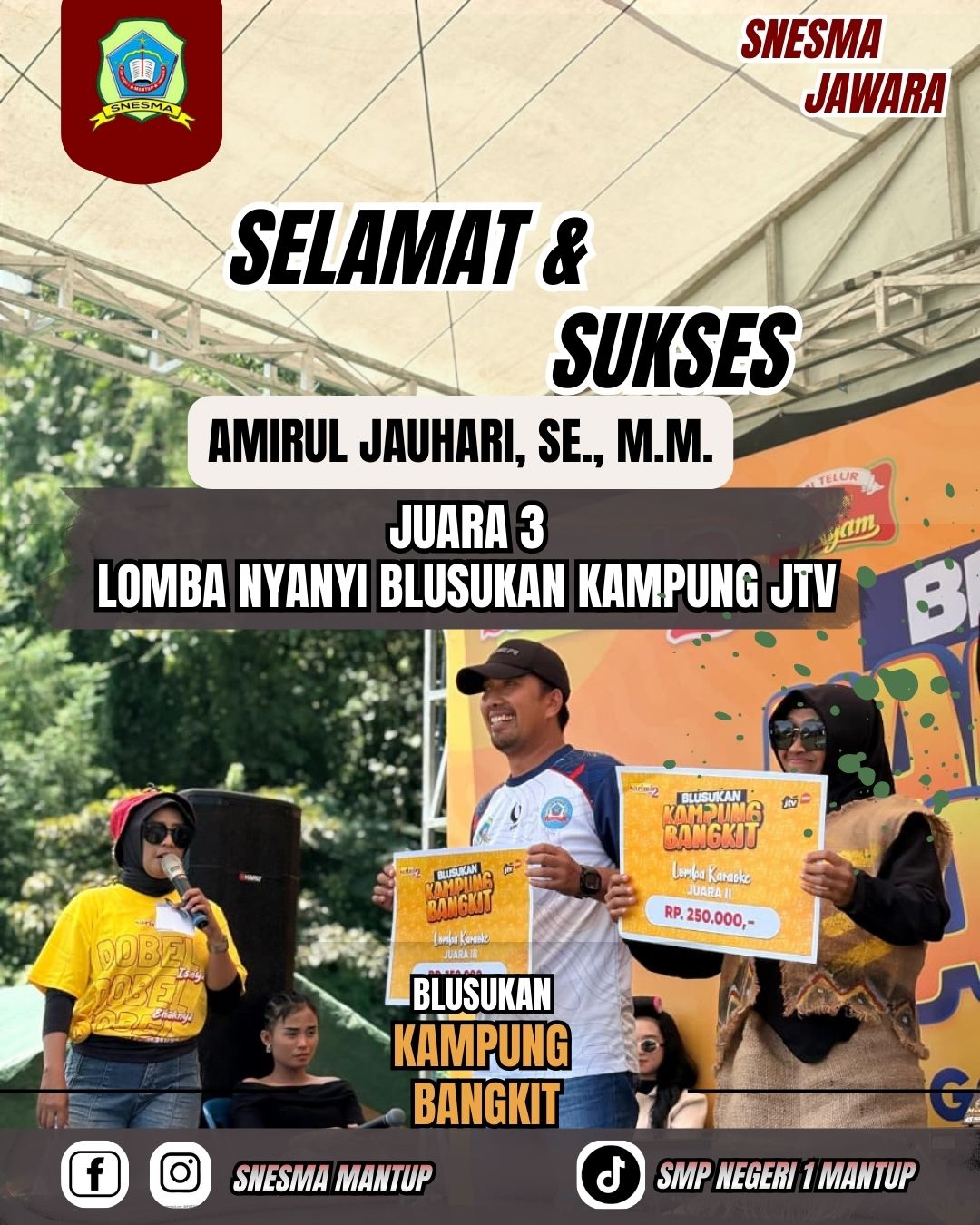 Merdu dan Percaya Diri, Guru SMP Negeri 1 Mantup Raih Juara 3 di Blusukan Kampung Bangkit JTV